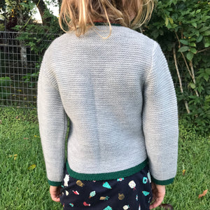 1990's Vintage Kid's Jumper Grey Red Green Zip Sz S - OOAK