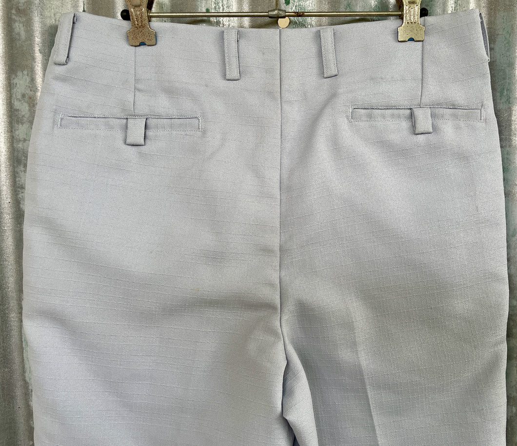 1970's Vintage Men's Trousers Pale Grey Polyester Sz 31 - OOAK