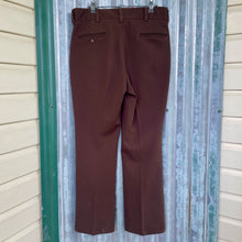 Load image into Gallery viewer, 1970&#39;s Vintage Men&#39;s Trousers Brown Polyester Retro Made in USA Sz 34  - OOAK