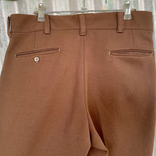 Load image into Gallery viewer, 1970&#39;s Vintage Men&#39;s Trousers Brown Polyester Retro Made in USA Sz 34  - OOAK