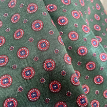 Load image into Gallery viewer, 1970's Vintage Silky Ascot Cravat Neck Scarf Classic Green Burgundy  - 30 x 123 cm - OOAK