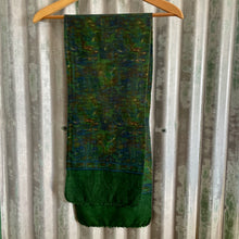 Load image into Gallery viewer, 1970's Vintage Wool Ascot Cravat Neck Scarf Green Abstract Print - 24 x 121 cm - OOAK