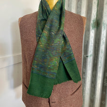 Load image into Gallery viewer, 1970's Vintage Wool Ascot Cravat Neck Scarf Green Abstract Print - 24 x 121 cm - OOAK