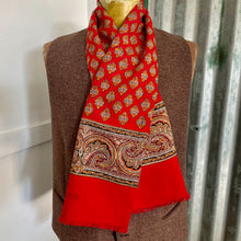 Load image into Gallery viewer, 1970's Vintage Wool Ascot Cravat Neck Scarf Classic Red Blue Gold - 29 x 127 cm - OOAK
