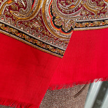 Load image into Gallery viewer, 1970's Vintage Wool Ascot Cravat Neck Scarf Classic Red Blue Gold - 29 x 127 cm - OOAK