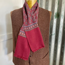 Load image into Gallery viewer, 1970's Vintage Wool Ascot Cravat Neck Scarf Classic Pink Blue Made in Italy -  20 x 120 cm - OOAK