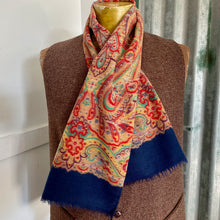 Load image into Gallery viewer, 1970's Vintage Wool Ascot Cravat Neck Scarf Classic Red Green - 27 x 116 cm -OOAK