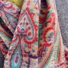 Load image into Gallery viewer, 1970's Vintage Wool Ascot Cravat Neck Scarf Classic Red Green - 27 x 116 cm -OOAK