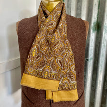 Load image into Gallery viewer, 1970's Vintage Wool Paisley Ascot Cravat Neck Scarf Classic Mustard - 30 x 116 cm - OOAK