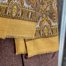Load image into Gallery viewer, 1970's Vintage Wool Paisley Ascot Cravat Neck Scarf Classic Mustard - 30 x 116 cm - OOAK