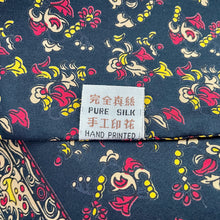 Load image into Gallery viewer, 1970's Vintage Silk Ascot Cravat Neck Scarf Classic Navy Red Yellow Floral  - 30 x 125 cm - OOAK