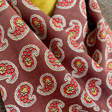 Load image into Gallery viewer, 1970's Vintage Silk Paisley Ascot Cravat Neck Scarf Classic Burgundy Fringe  - 30 x 108 cm - OOAK