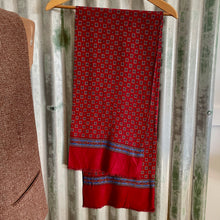 Load image into Gallery viewer, 1970's Vintage Silk Ascot Cravat Neck Scarf Classic Burgundy Blue - 26 x 127 cm - OOAK