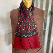 Load image into Gallery viewer, 1970's Vintage Silk Paisley Ascot Cravat Neck Scarf Classic Burgundy Blue Green  - 28 x 121 cm - OOAK