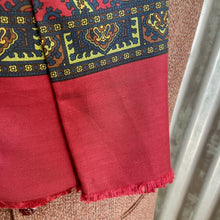 Load image into Gallery viewer, 1970's Vintage Silk Paisley Ascot Cravat Neck Scarf Classic Burgundy Blue Green  - 28 x 121 cm - OOAK