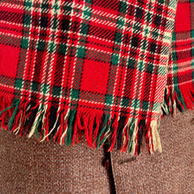 Load image into Gallery viewer, 1970's Vintage Wool Ascot Cravat Neck Scarf Classic Tartan Red Green - 19 x 124 cm - OOAK
