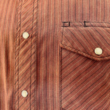 Load image into Gallery viewer, 1990&#39;s Wrangler Western Men&#39;s Brown Striped Snaps S/S Shirt Sz XL  - OOAK