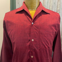 Load image into Gallery viewer, Vintage 1960s Presidence Burgundy Wine Red L/S Shirt Sz S - OOAK