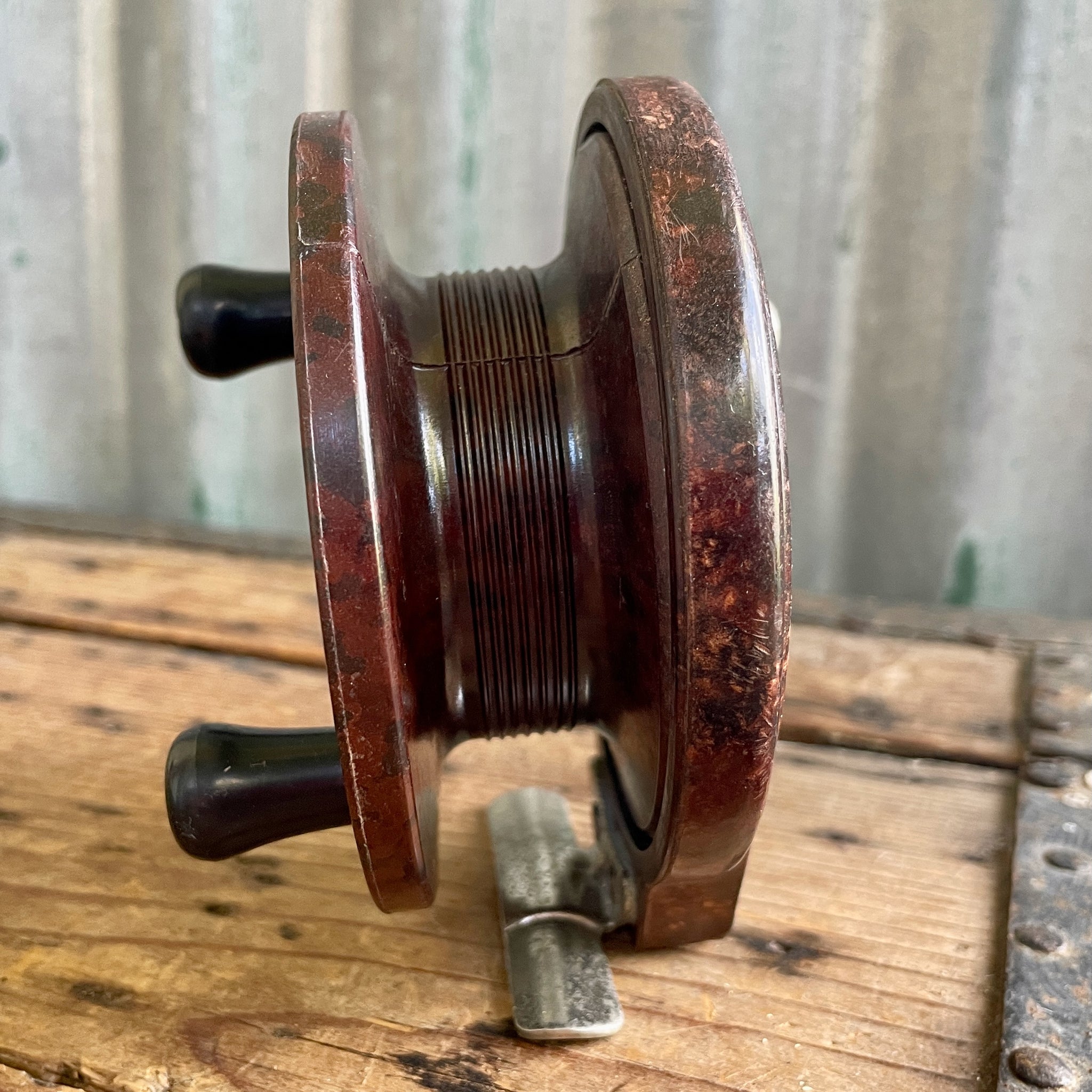 alpha bakelite fishing reel Vintage Bakelite Brass Fishing Reel with Two Handles Rustic Coastal Be –  Phoenix Menswear