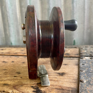 Vintage Bakelite Brass Fishing Reel with Two Handles Rustic Coastal Beach House Decor - OOAK