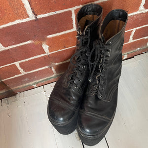 Black Platform Boots Leather 10 - hole Sz Womens US 10.5 - OOAK - Phoenix Menswear