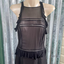 Load image into Gallery viewer, Black Sheer Chiffon Dress Long Sleeveless Zipper Closure Lined Sz 10 - OOAK - Phoenix Menswear