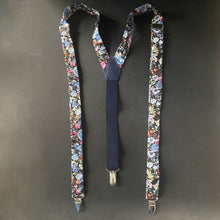 Load image into Gallery viewer, Bow Tie and Braces Suspenders Set - Black with Multicolour Floral - Phoenix Menswear