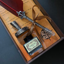 Load image into Gallery viewer, Boxed Calligraphy Set Feathered Pen with Nibs, Stand and Bottle. - Phoenix Menswear