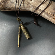 Load image into Gallery viewer, Brass Canister and Earpick on Leather Necklace - Phoenix Menswear