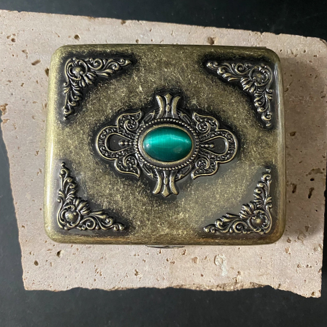 Brass Hold - All Tin Ornate with Green Stone - Phoenix Menswear