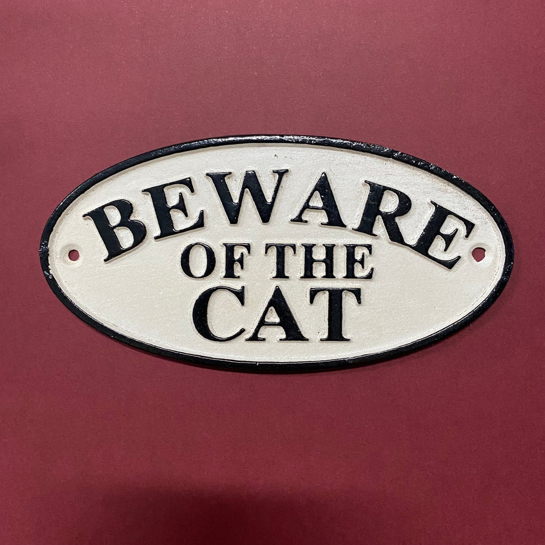 Cast Iron Sign 'Beware of the Cat' - Phoenix Menswear