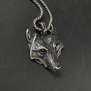 Celtic Wolf Head Pendant on Chain Necklace - Phoenix Menswear