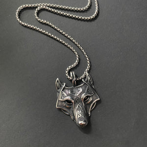 Celtic Wolf Head Pendant on Chain Necklace - Phoenix Menswear