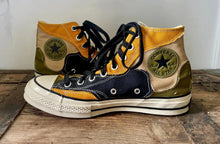 Load image into Gallery viewer, Converse High Top Chuck Taylor All Stars Multi - Tone Patchwork Mustard Green Men's Sz 7 - OOAK - Phoenix Menswear