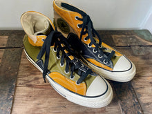 Load image into Gallery viewer, Converse High Top Chuck Taylor All Stars Multi - Tone Patchwork Mustard Green Men's Sz 7 - OOAK - Phoenix Menswear