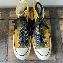 Load image into Gallery viewer, Converse High Top Chuck Taylor All Stars Multi - Tone Patchwork Mustard Green Men's Sz 7 - OOAK - Phoenix Menswear