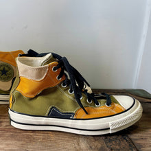 Load image into Gallery viewer, Converse High Top Chuck Taylor All Stars Multi - Tone Patchwork Mustard Green Men's Sz 7 - OOAK - Phoenix Menswear