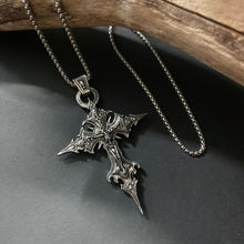 Load image into Gallery viewer, Double Sided Gothic Crucifix Pendant on Chain Necklace - Phoenix Menswear