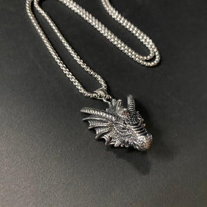 Dragon Head Pendant on Chain Necklace - Phoenix Menswear