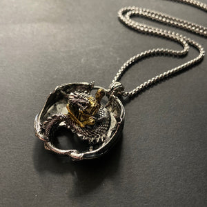 Dragon with Woman Pendant on Chain Necklace - Phoenix Menswear