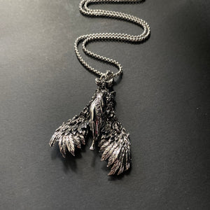 Feather Winged Goddess Pendant on Chain Necklace - Phoenix Menswear