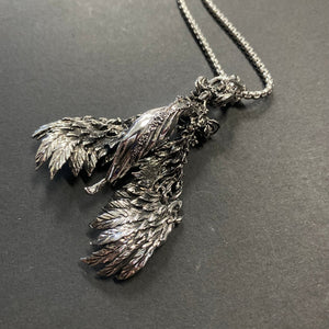 Feather Winged Goddess Pendant on Chain Necklace - Phoenix Menswear