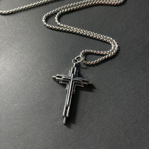 Geometric Style Cross Pendant on Chain Necklace - Phoenix Menswear