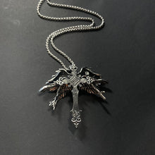 Load image into Gallery viewer, Gothic Cross with Wings Pendant on Chain Necklace - Phoenix Menswear