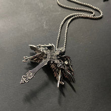 Load image into Gallery viewer, Gothic Cross with Wings Pendant on Chain Necklace - Phoenix Menswear