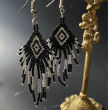 Load image into Gallery viewer, Hand Beaded Earrings - Black - Phoenix Menswear