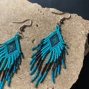 Hand Beaded Earrings - Blue - Phoenix Menswear