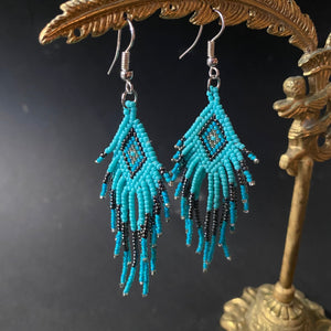 Hand Beaded Earrings - Blue - Phoenix Menswear