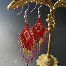 Load image into Gallery viewer, Hand Beaded Earrings - Red - Phoenix Menswear