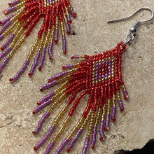 Load image into Gallery viewer, Hand Beaded Earrings - Red - Phoenix Menswear